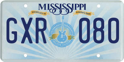 MS license plate GXR080