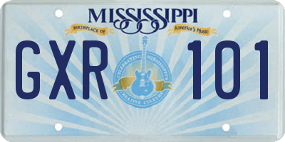 MS license plate GXR101