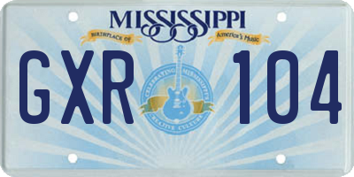 MS license plate GXR104
