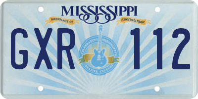 MS license plate GXR112
