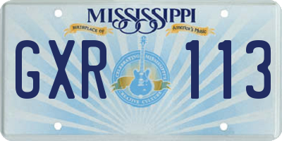 MS license plate GXR113