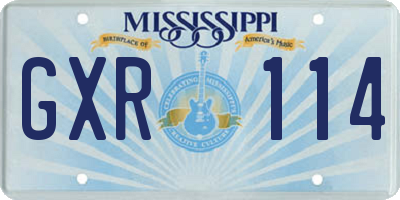 MS license plate GXR114