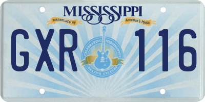 MS license plate GXR116