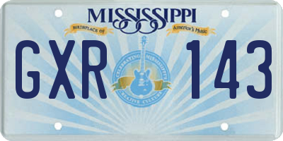 MS license plate GXR143