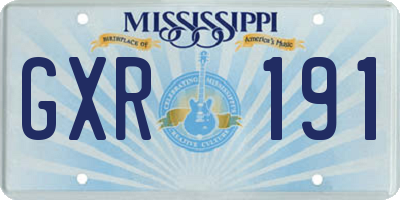 MS license plate GXR191