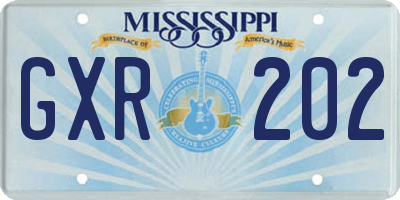 MS license plate GXR202