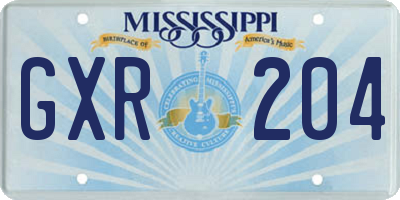 MS license plate GXR204