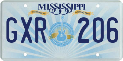 MS license plate GXR206
