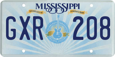 MS license plate GXR208