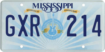 MS license plate GXR214