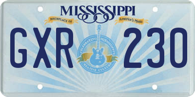 MS license plate GXR230