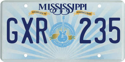 MS license plate GXR235