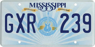 MS license plate GXR239