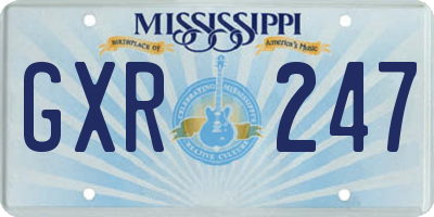 MS license plate GXR247