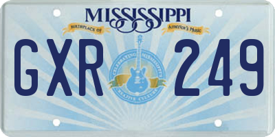 MS license plate GXR249