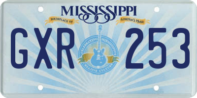 MS license plate GXR253