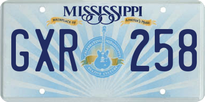 MS license plate GXR258