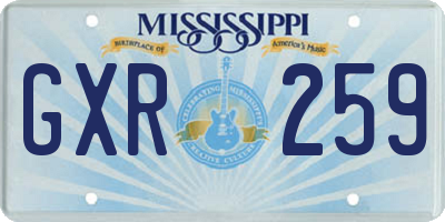 MS license plate GXR259