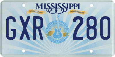 MS license plate GXR280