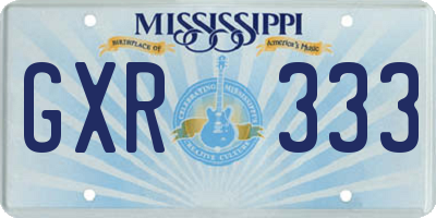 MS license plate GXR333