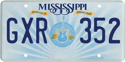 MS license plate GXR352