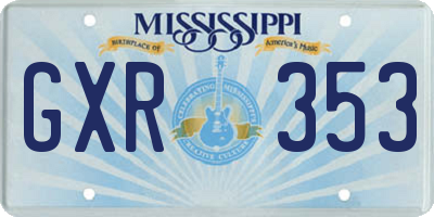 MS license plate GXR353