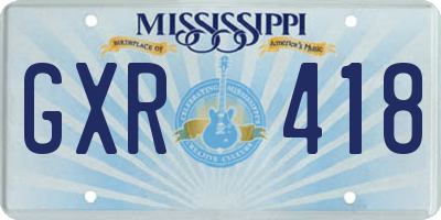 MS license plate GXR418