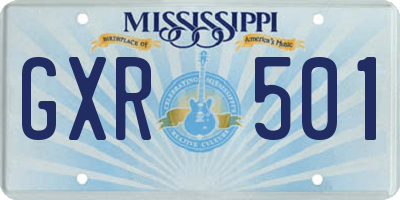 MS license plate GXR501