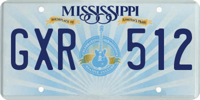 MS license plate GXR512