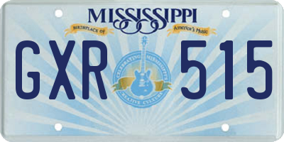 MS license plate GXR515