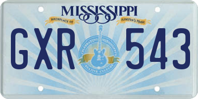 MS license plate GXR543
