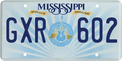 MS license plate GXR602