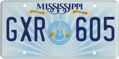 MS license plate GXR605