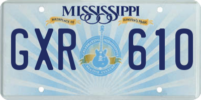MS license plate GXR610