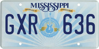 MS license plate GXR636