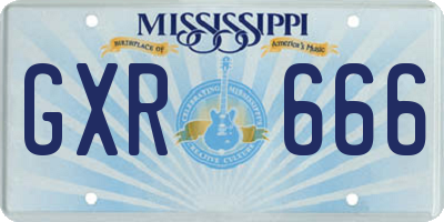 MS license plate GXR666