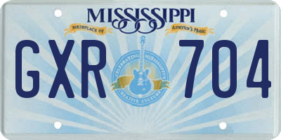 MS license plate GXR704