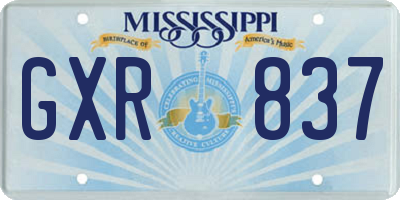 MS license plate GXR837