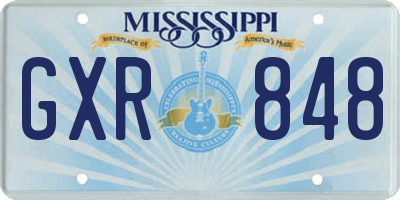 MS license plate GXR848
