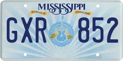 MS license plate GXR852