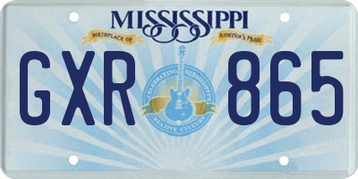 MS license plate GXR865