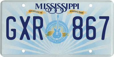 MS license plate GXR867