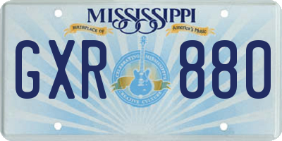 MS license plate GXR880
