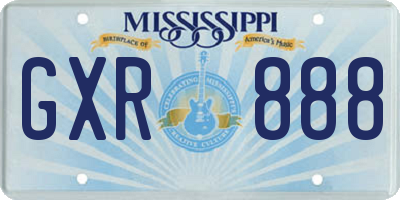 MS license plate GXR888