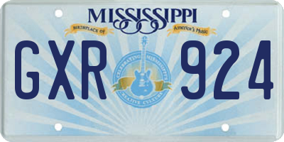 MS license plate GXR924
