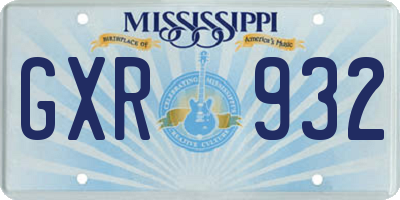 MS license plate GXR932