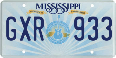 MS license plate GXR933