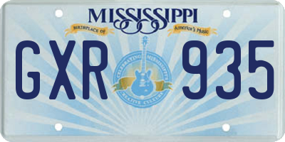 MS license plate GXR935