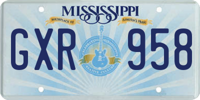 MS license plate GXR958