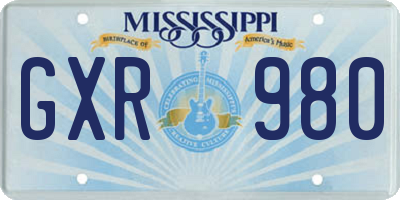 MS license plate GXR980